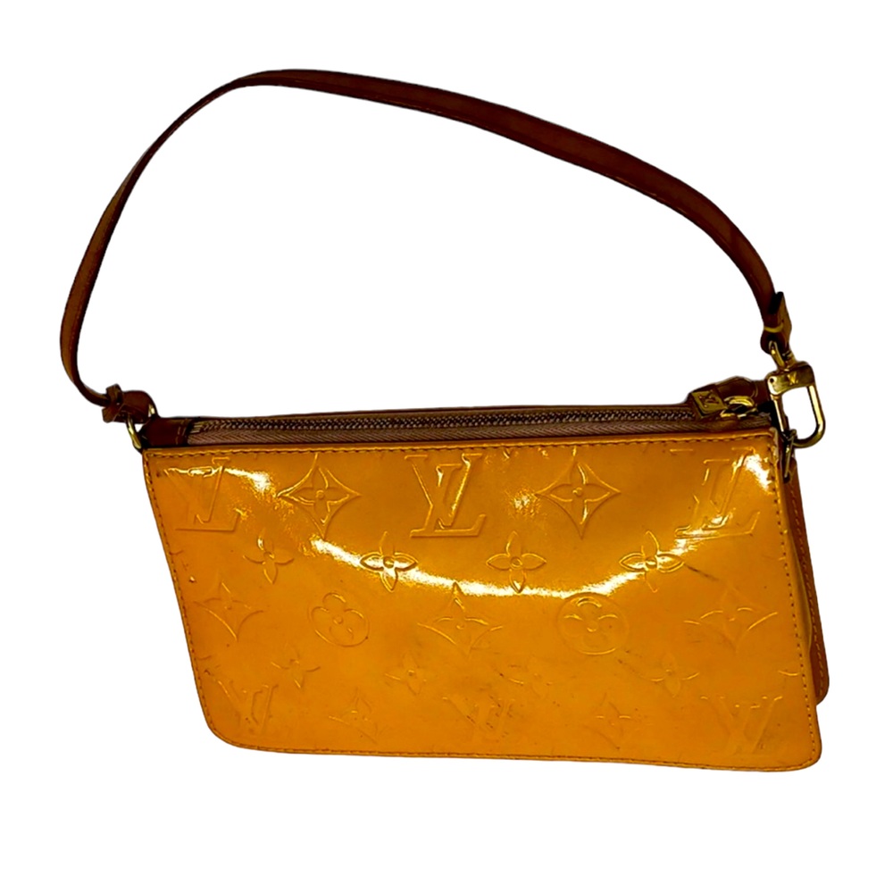 * SOLD * Authentic 💎 Louis Vuitton Yellow Vernis Monogram Leather Hand bag